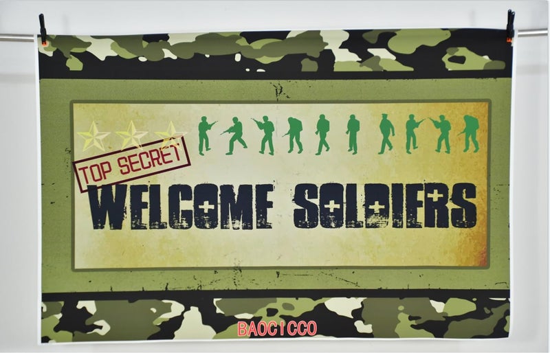 Baocicco Army Soldier Backdrop 7x5ft Welcome Soldiers Photography Background Three Stars Top Secret Camouflage Backdrop Children Birthday Party Decor Background Photo Studio Props - Image 5
